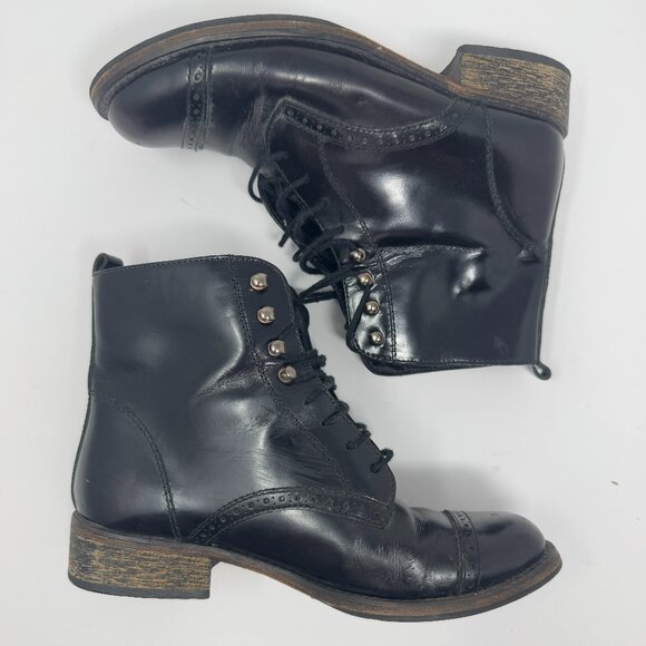 Maje Black Leather Oxford Combat Boots EU 36 - Picture 3 of 9